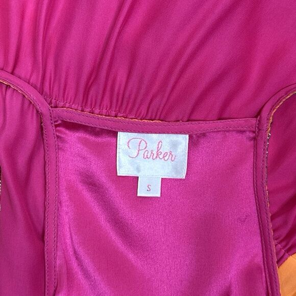 Parker Hot Pink & Orange Silk Popover Dress - Size Small - Picture 6 of 6